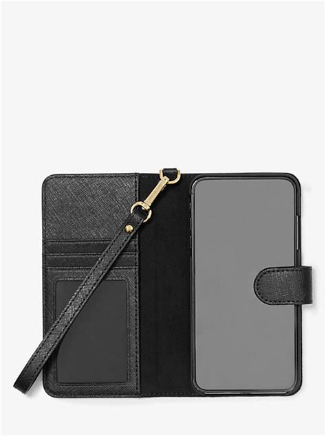 michael kors saffiano leather folio phone case|Saffiano Leather Wristlet Folio Case for iPhone XR .